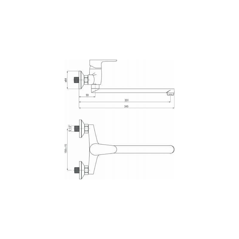 Bateria Zlewozmywakowa Ścienna Chaber Chrom BGC080M Deante Bateria Zlewozmywakowa Ścienna Chaber Chrom BGC080M Deante
