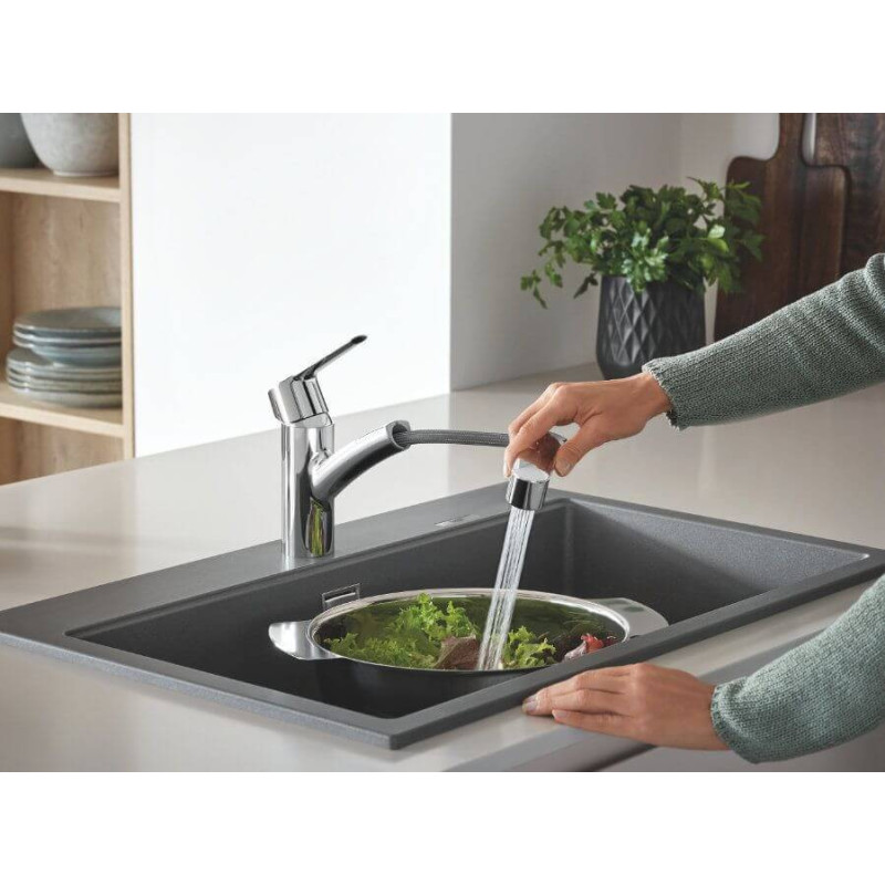 Jednouchwytowa Bateria Zlewozmywakowa Start FastFixation Chrom Z Wyciąganą Wylewką 30531001 Grohe Jednouchwytowa Bateria Zlewozmywakowa Start FastFixation Chrom Z Wyciąganą Wylewką 30531001 Grohe