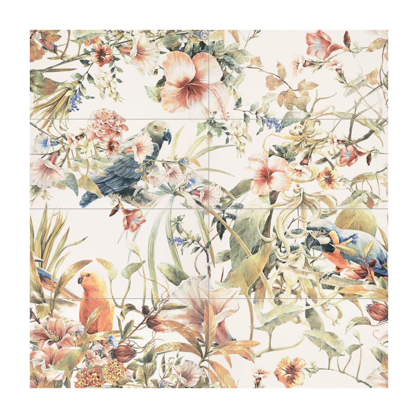 Obraz ścienny 8-elementowy Modern Pearl parrots 119,8x119,8 Tubądzin Obraz ścienny 8-elementowy Modern Pearl parrots 119,8x119,8 Tubądzin