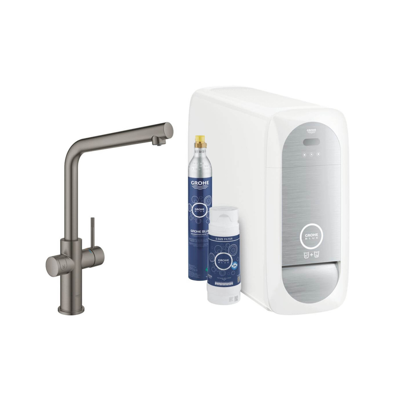 Zestaw Startowy Z Wylewką W Kształcie L Grohe Blue Home Brushed Hard Graphite 31454AL1 Grohe Zestaw Startowy Z Wylewką W Kształcie L Grohe Blue Home Brushed Hard Graphite 31454AL1 Grohe