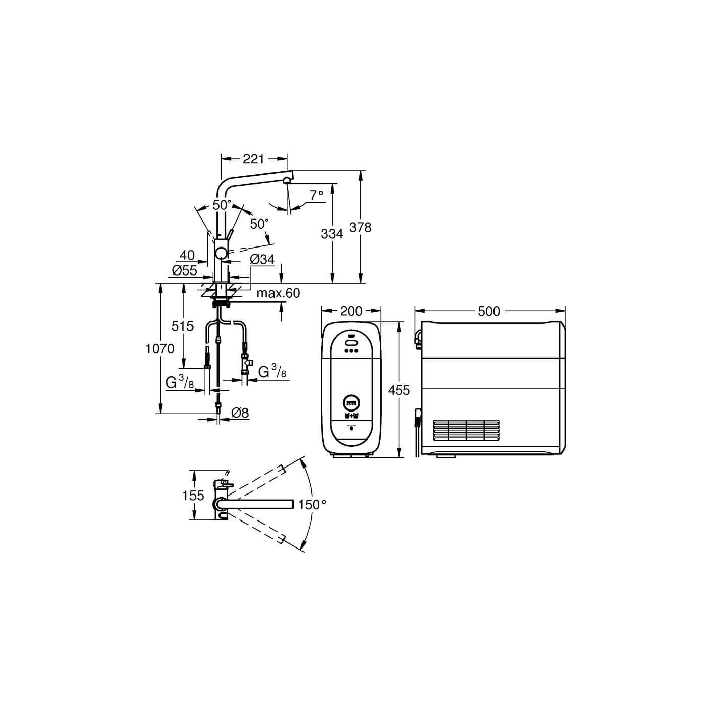 Zestaw Startowy Z Wylewką W Kształcie L Grohe Blue Home Stal Nierdzewna 31454DC1 Grohe Zestaw Startowy Z Wylewką W Kształcie L Grohe Blue Home Stal Nierdzewna 31454DC1 Grohe