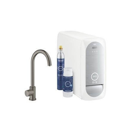 Zestaw Startowy Mono Z Wylewką W Kształcie C Grohe Blue Home Brushed Hard Graphite 31498AL1 Grohe