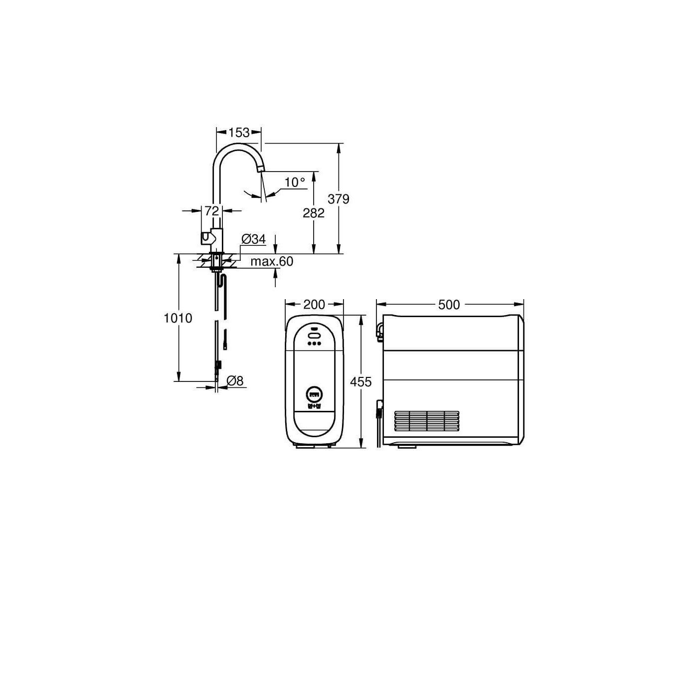 Zestaw Startowy Mono Z Wylewką W Kształcie C Grohe Blue Home Stal Nierdzewna 31498DC1 Grohe Zestaw Startowy Mono Z Wylewką W Kształcie C Grohe Blue Home Stal Nierdzewna 31498DC1 Grohe