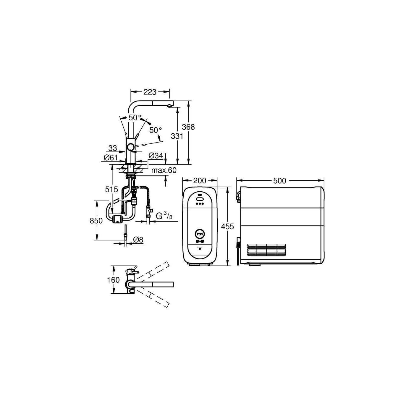 Zestaw Startowy Z Wyciąganą Wylewką W Kształcie L Grohe Blue Home Stal Nierdzewna 31539DC0 Grohe Zestaw Startowy Z Wyciąganą Wylewką W Kształcie L Grohe Blue Home Stal Nierdzewna 31539DC0 Grohe