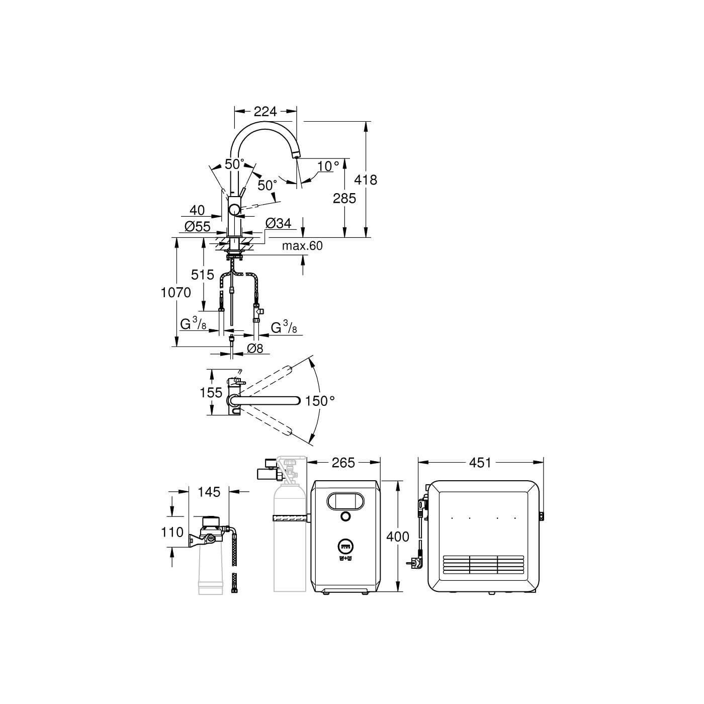 Zestaw Z Wylewką W Kształcie C GROHE Blue Professional 31323002 Grohe Zestaw Z Wylewką W Kształcie C GROHE Blue Professional 31323002 Grohe