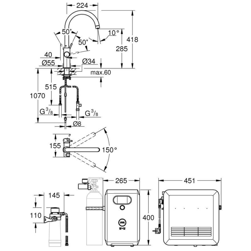 Zestaw Z Wylewką W Kształcie C GROHE Blue Professional 31323002 Grohe Zestaw Z Wylewką W Kształcie C GROHE Blue Professional 31323002 Grohe