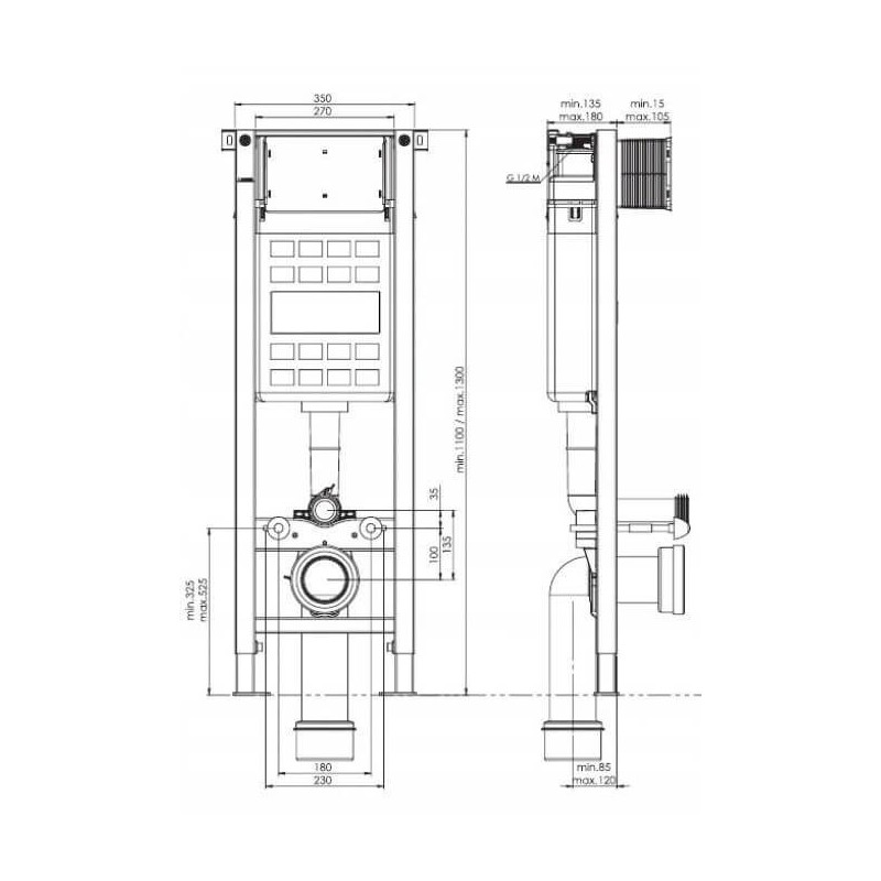 Stelaż Podtynkowy Do WC Eco Box T07B-5113-0251 Fluidmaster Stelaż Podtynkowy Do WC Eco Box T07B-5113-0251 Fluidmaster
