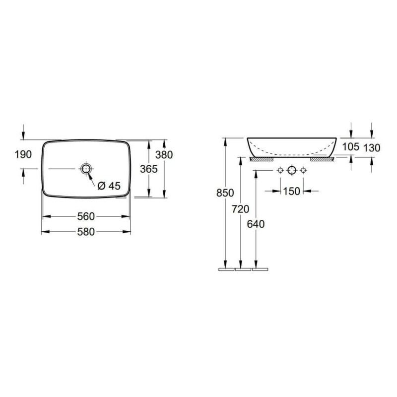 Umywalka Nablatowa Artis 58x38 41725801 Villeroy&Boch Umywalka Nablatowa Artis 58x38 41725801 Villeroy&Boch