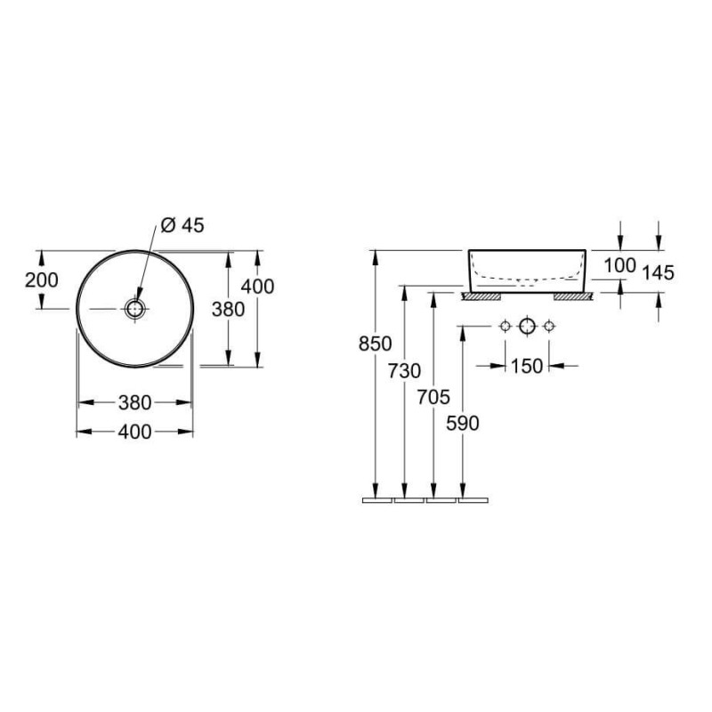 Umywalka Nablatowa Collaro 40x40 4A184001 Villeroy&Boch Umywalka Nablatowa Collaro 40x40 4A184001 Villeroy&Boch