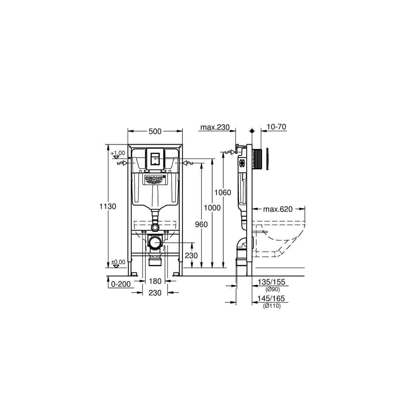Stelaż Podtynkowy Solido 3w1 + Przycisk Czarny 38811KF0 Grohe Stelaż Podtynkowy Solido 3w1 + Przycisk Czarny 38811KF0 Grohe