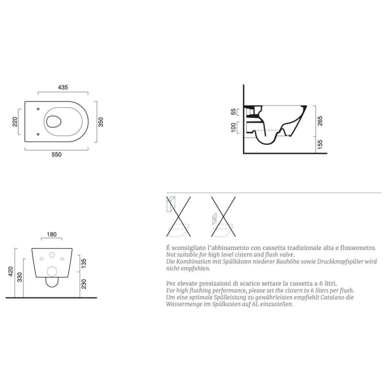 Miska WC Zero Biały Mat 35x55 1VS55NRBM + mocowania KFST00 Catalano Miska WC Zero Biały Mat 35x55 1VS55NRBM + mocowania KFST00 Catalano