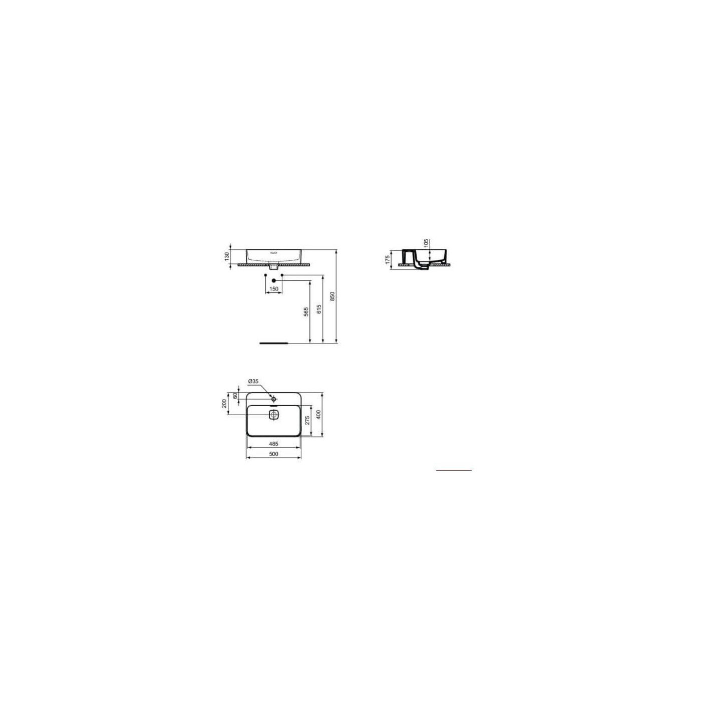 Umywalka Nablatowa Strada II Biała 50x40 T296601 Ideal Standard Umywalka Nablatowa Strada II Biała 50x40 T296601 Ideal Standard