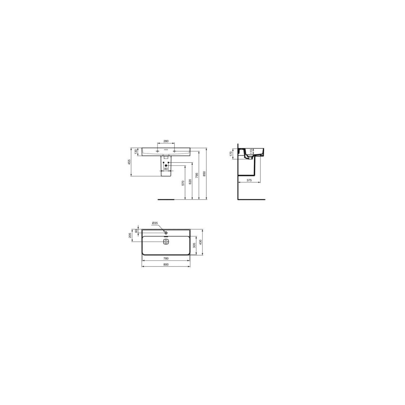 Umywalka Strada II Biała 60x42,8 T300001 Ideal Standard Umywalka Strada II Biała 60x42,8 T300001 Ideal Standard