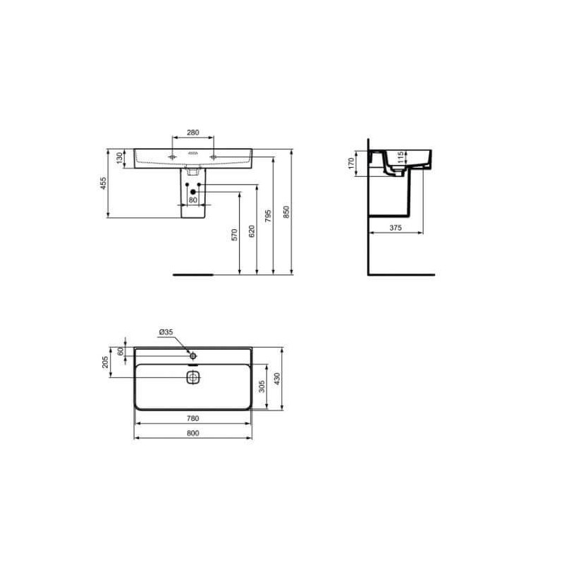 Umywalka Strada II Biała 60x42,8 T300001 Ideal Standard Umywalka Strada II Biała 60x42,8 T300001 Ideal Standard