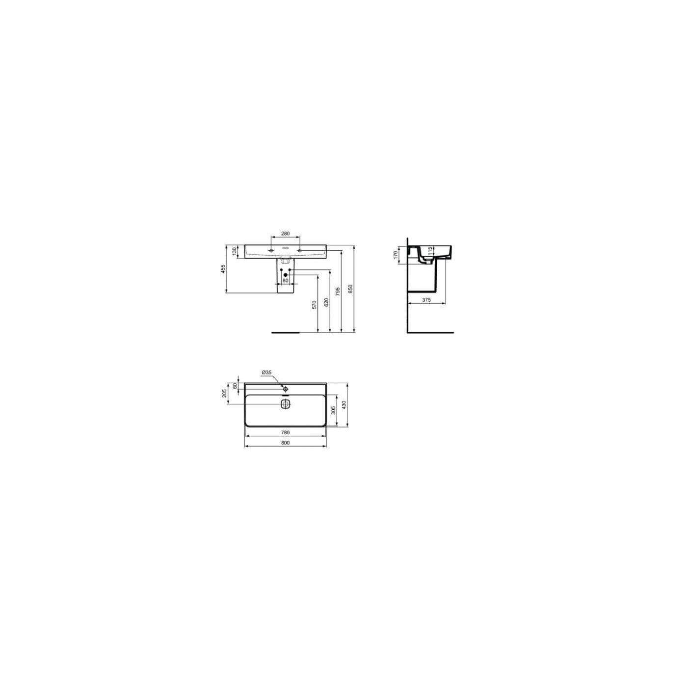 Umywalka Strada II Biała 80x43 T300101 Ideal Standard Umywalka Strada II Biała 80x43 T300101 Ideal Standard