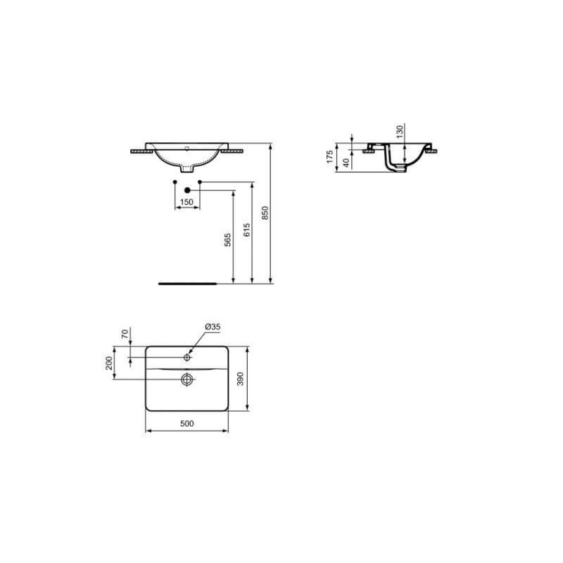 Umywalka Wpuszczana W Blat Connect Biała 50x39 E504301 Ideal Standard Umywalka Wpuszczana W Blat Connect Biała 50x39 E504301 Ideal Standard