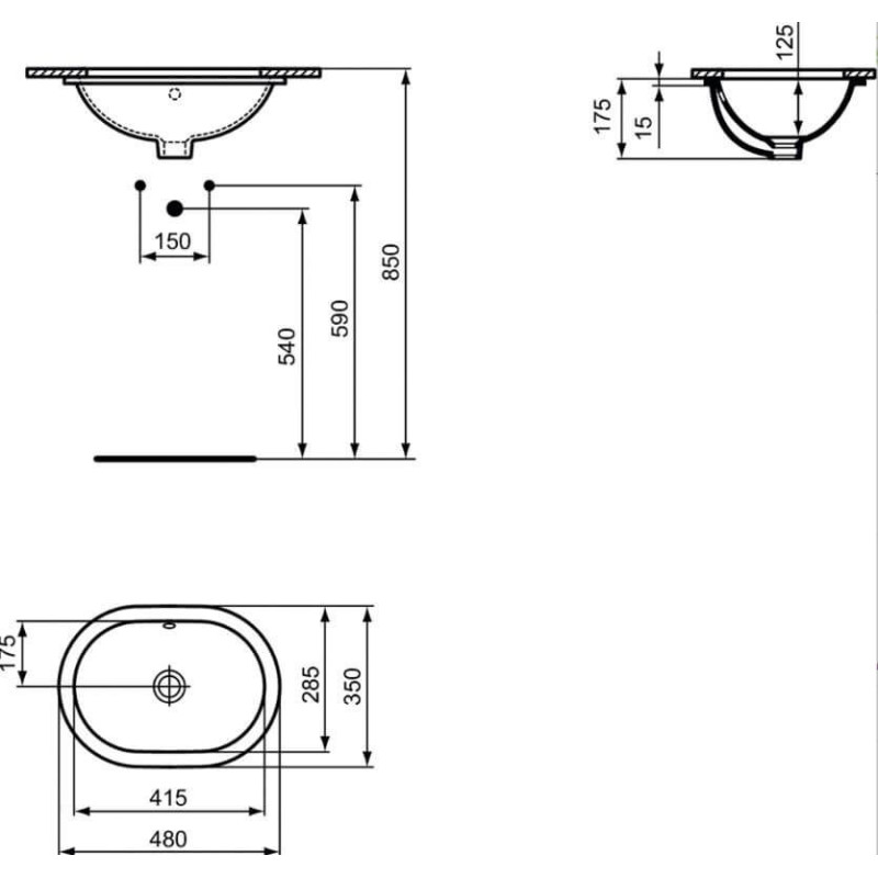 Umywalka Podblatowa Owalna Connect Biały 48x31 E504601 Ideal Standard Umywalka Podblatowa Owalna Connect Biały 48x31 E504601 Ideal Standard