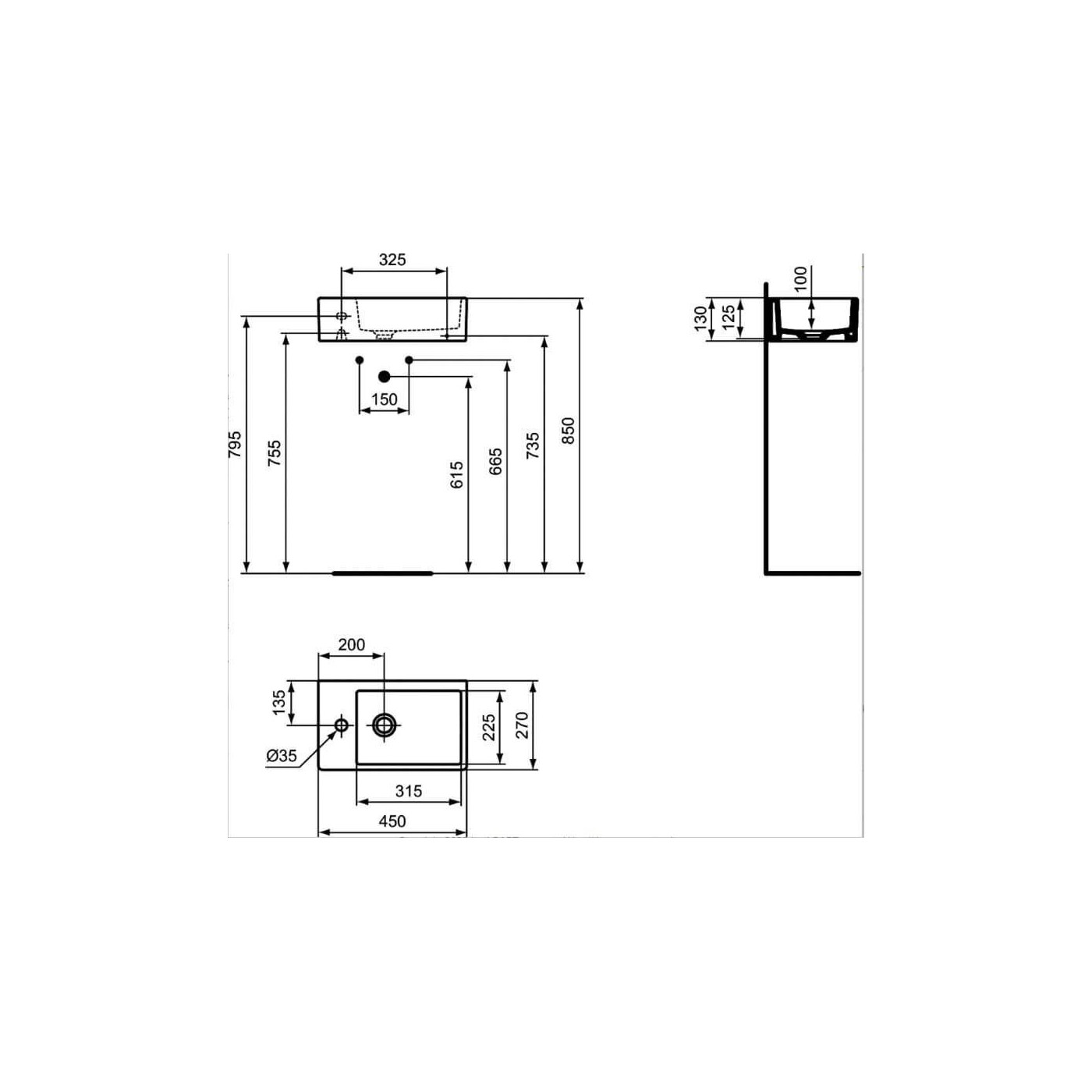 Umywalka Strada Biały 45X27 K081701 Ideal Standard Umywalka Strada Biały 45X27 K081701 Ideal Standard