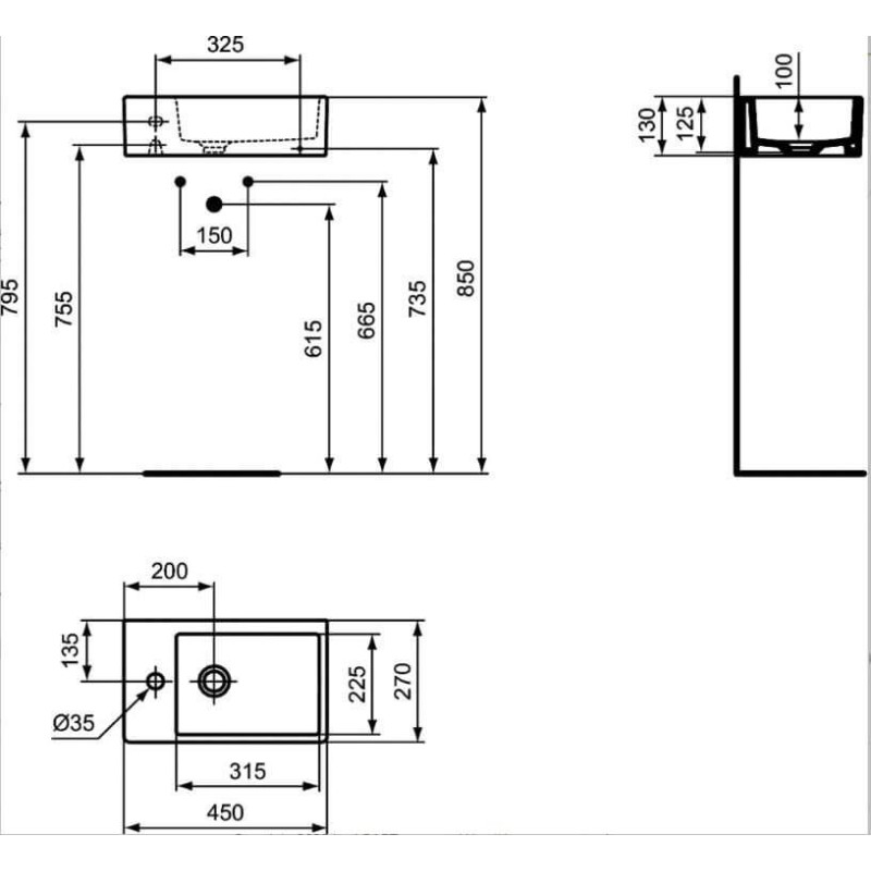 Umywalka Strada Biały 45X27 K081701 Ideal Standard Umywalka Strada Biały 45X27 K081701 Ideal Standard
