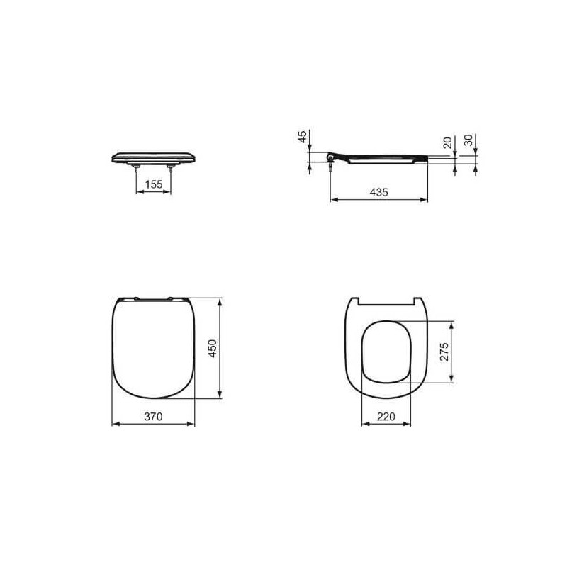 Deska Sedesowa Wolnoopadająca Tesi Czarny Mat 45x37 T3527V3 Ideal Standard Deska Sedesowa Wolnoopadająca Tesi Czarny Mat 45x37 T3527V3 Ideal Standard
