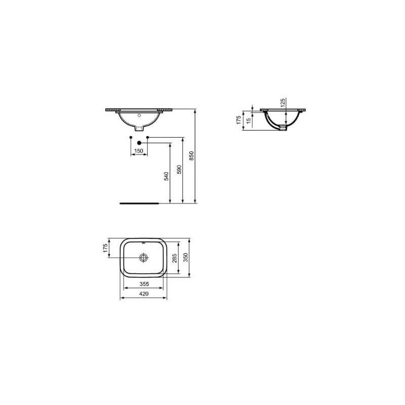 Umywalka Podblatowa Connect Biały 42x35 E505601 Ideal Standard Umywalka Podblatowa Connect Biały 42x35 E505601 Ideal Standard