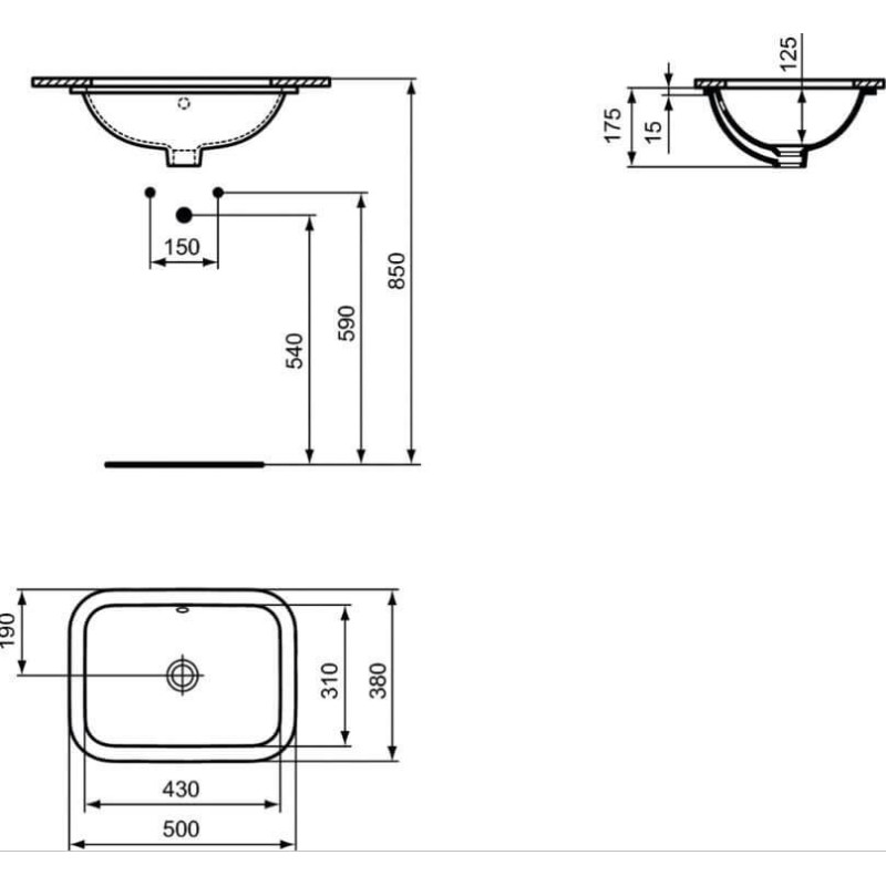 Umywalka Podblatowa Connect Biały 50x33 E505801 Ideal Standard Umywalka Podblatowa Connect Biały 50x33 E505801 Ideal Standard