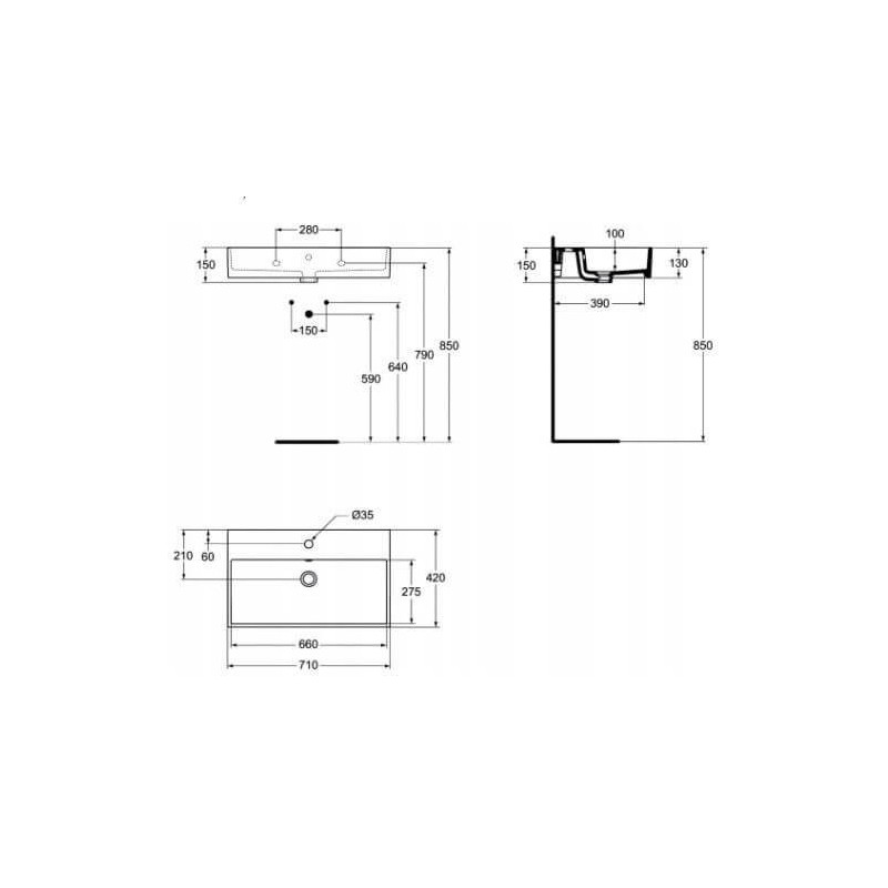Umywalka Strada Biały 70x41 K078201 Ideal Standard Umywalka Strada Biały 70x41 K078201 Ideal Standard