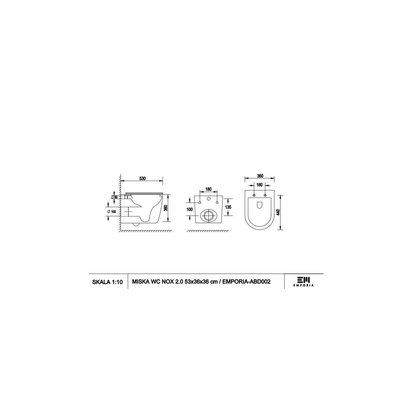 Miska WC Wisząca NOX 2.0 SuperFlush 53x36 Z Deską Wolnopadającą Slim ABD02 Emporia Miska WC Wisząca NOX 2.0 SuperFlush 53x36 Z Deską Wolnopadającą Slim ABD02 Emporia