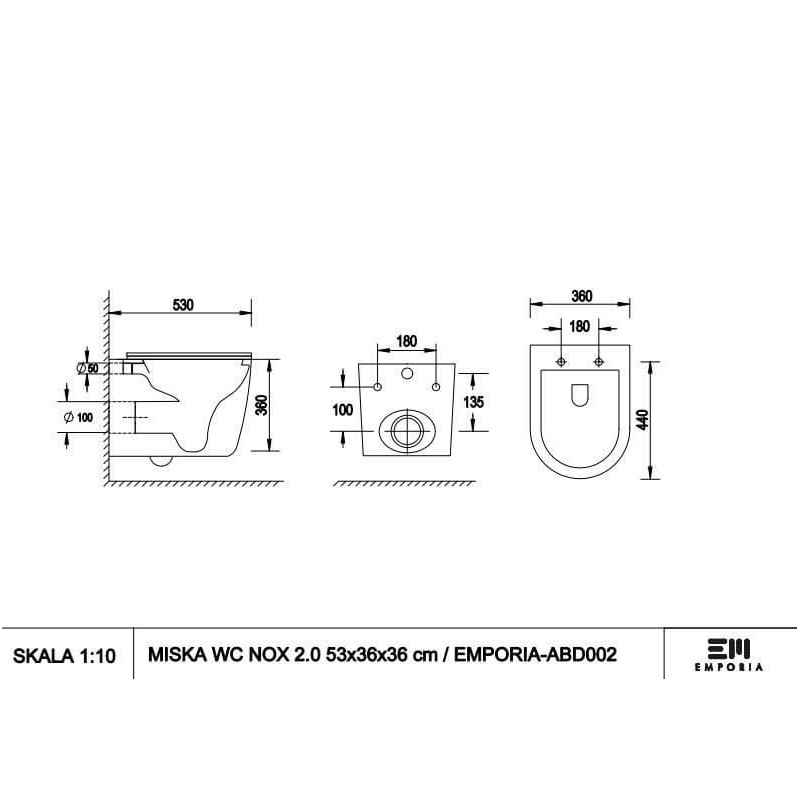 Miska WC Wisząca NOX 2.0 SuperFlush 53x36 Z Deską Wolnopadającą Slim ABD02 Emporia Miska WC Wisząca NOX 2.0 SuperFlush 53x36 Z Deską Wolnopadającą Slim ABD02 Emporia