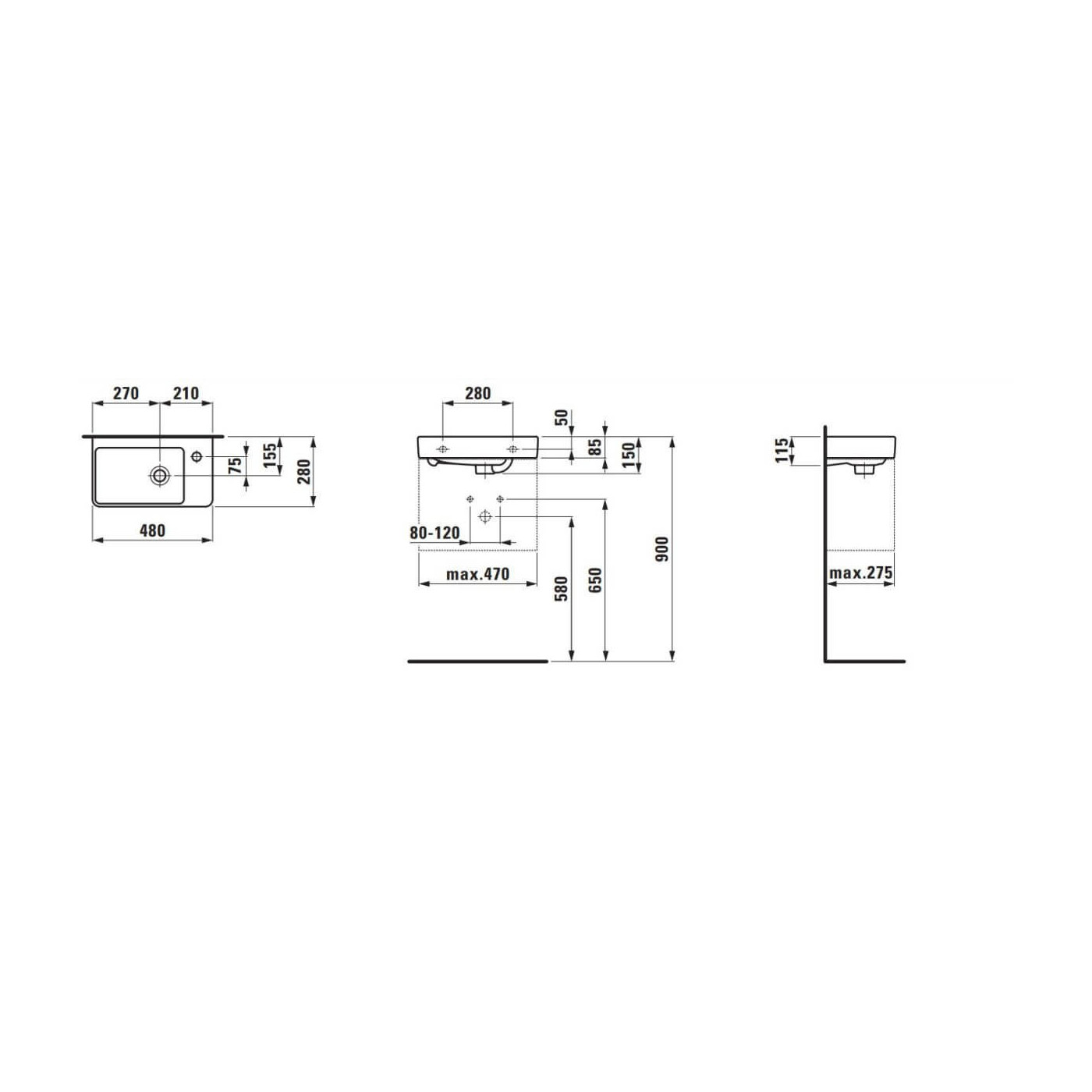 Umywalka Pro S 48X28 H8159540001041 Laufen Umywalka Pro S 48X28 H8159540001041 Laufen