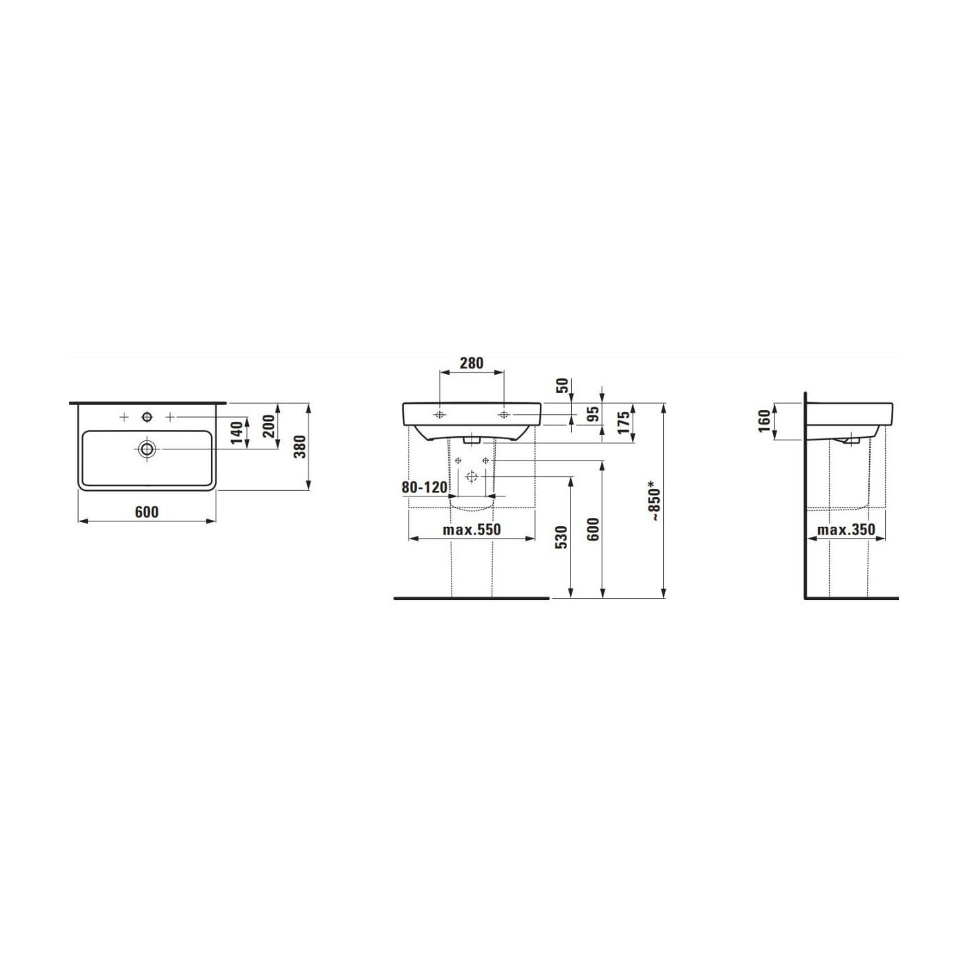 Umywalka Pro S 60X38 H8189590001091 Laufen Umywalka Pro S 60X38 H8189590001091 Laufen