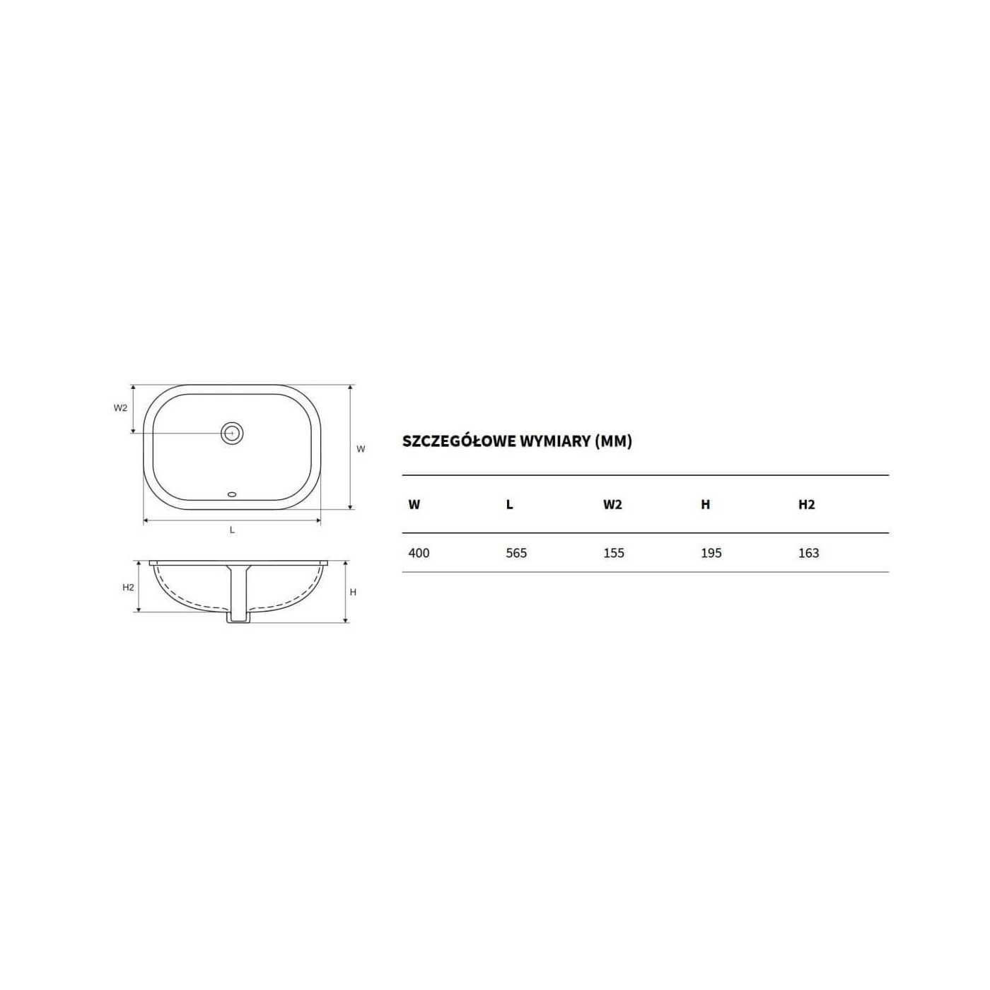 Umywalka Podblatowa Candera 56,5x40 CEEX.5121.565.WH Excellent Umywalka Podblatowa Candera 56,5x40 CEEX.5121.565.WH Excellent