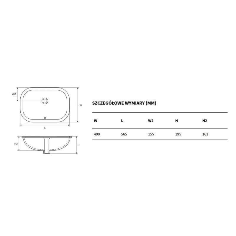 Umywalka Podblatowa Candera 56,5x40 CEEX.5121.565.WH Excellent Umywalka Podblatowa Candera 56,5x40 CEEX.5121.565.WH Excellent
