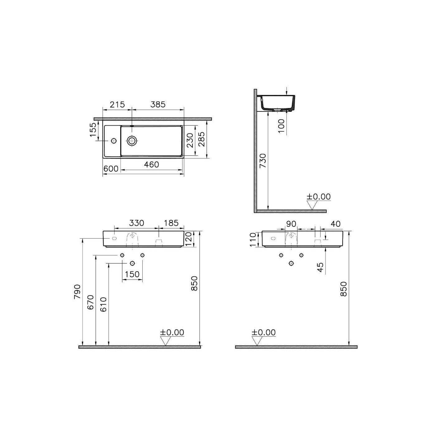 Umywalka Nablatowa Archiplan 60x28 Z Otworem Na Baterię Po Lewej Biała 7408B003-0052 Vitra Umywalka Nablatowa Archiplan 60x28 Z Otworem Na Baterię Po Lewej Biała 7408B003-0052 Vitra