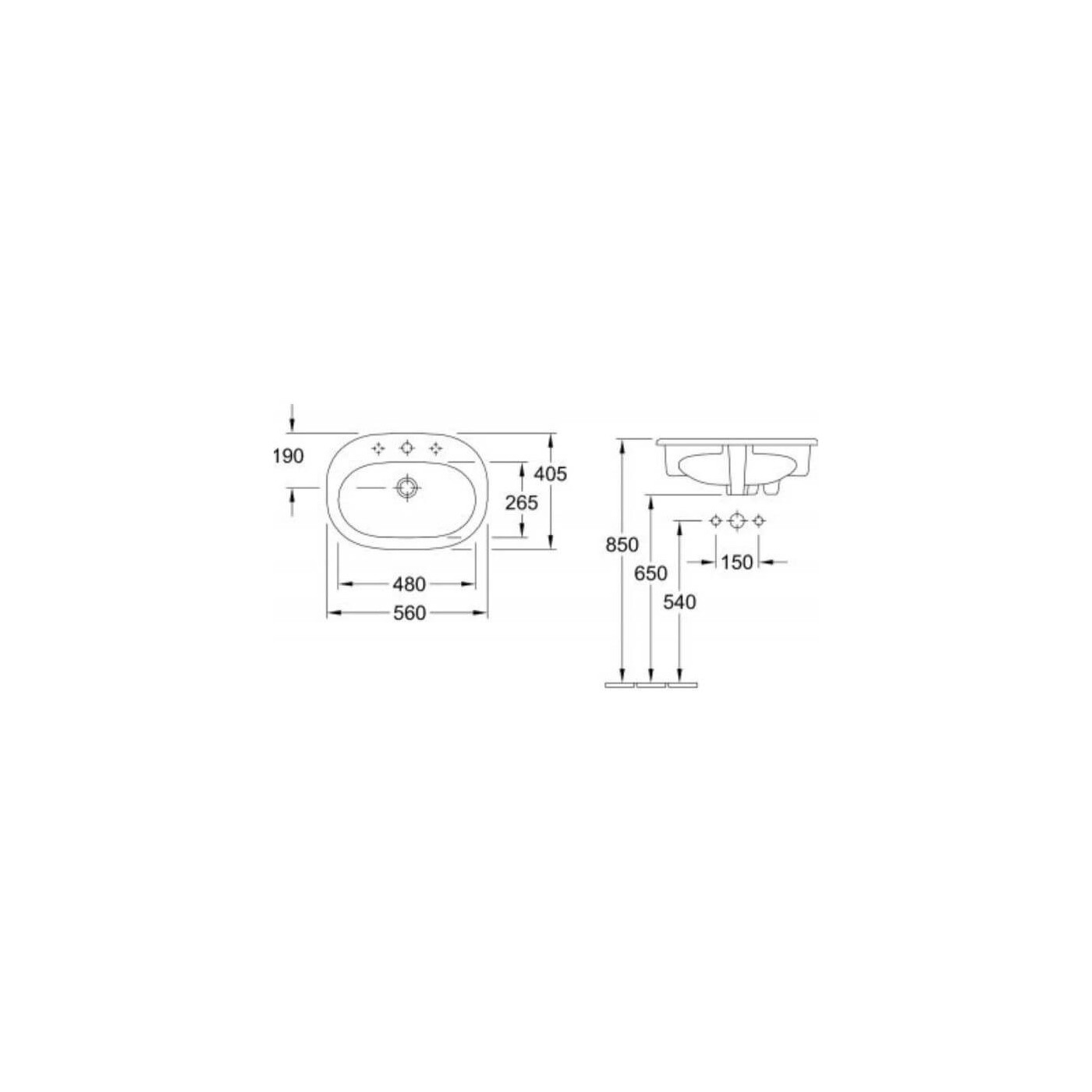 Umywalka Wpuszczana W Blat O.Novo 56x40 CeramicPlus Weiss Alpin 416156R1 Villeroy&Boch Umywalka Wpuszczana W Blat O.Novo 56x40 CeramicPlus Weiss Alpin 416156R1 Villeroy&Boch