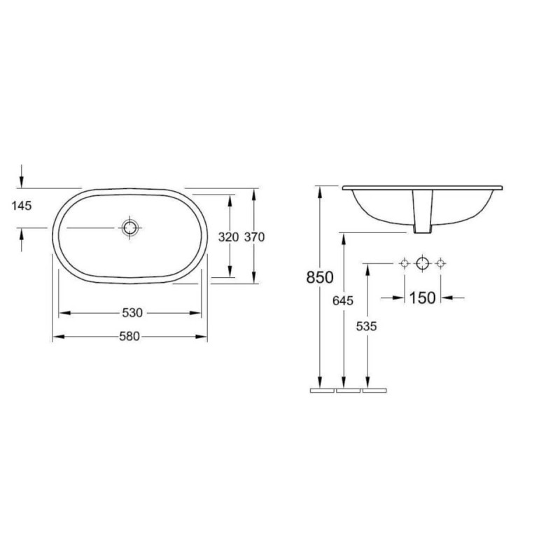 Umywalka Podblatowa O.Novo 53x32 Weiss Alpin 41625001 Villeroy&Boch Umywalka Podblatowa O.Novo 53x32 Weiss Alpin 41625001 Villeroy&Boch