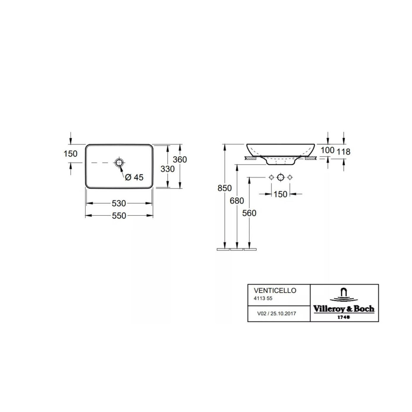 Umywalka Nablatowa Venticello 55x36 CeramicPlus Weiss Alpin 411355R1 Villeroy&Boch Umywalka Nablatowa Venticello 55x36 CeramicPlus Weiss Alpin 411355R1 Villeroy&Boch