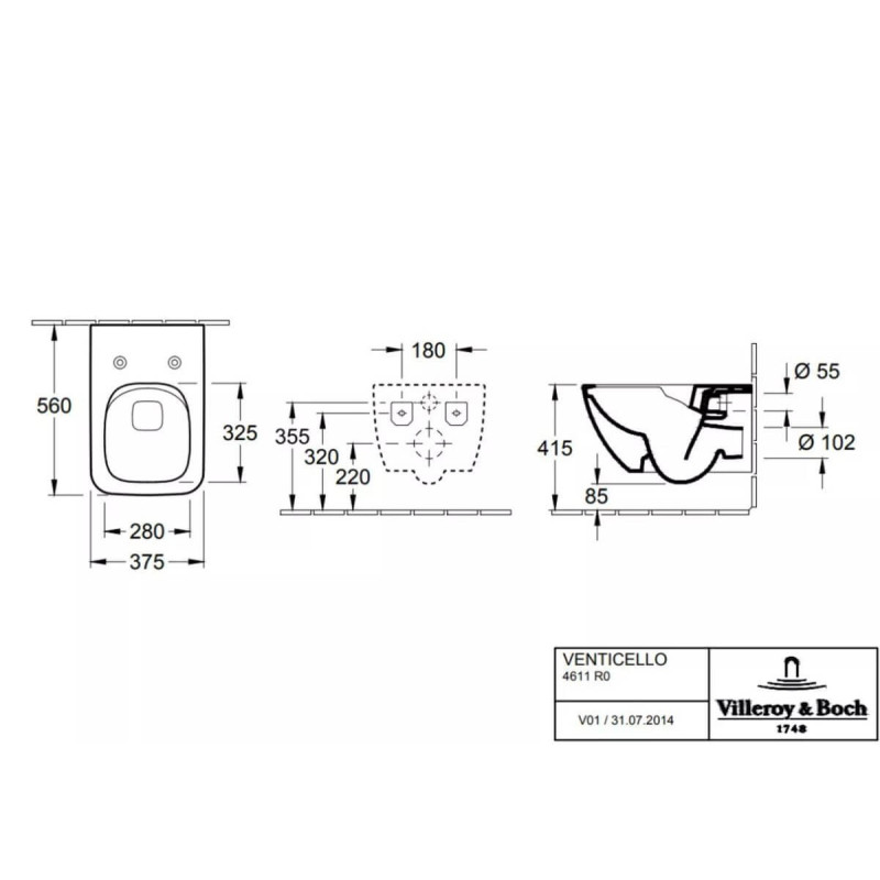Miska WC Venticello Z Deską Wolnoopadającą Weiss Alpin 4611RL01 Villeroy&Boch Miska WC Venticello Z Deską Wolnoopadającą Weiss Alpin 4611RL01 Villeroy&Boch