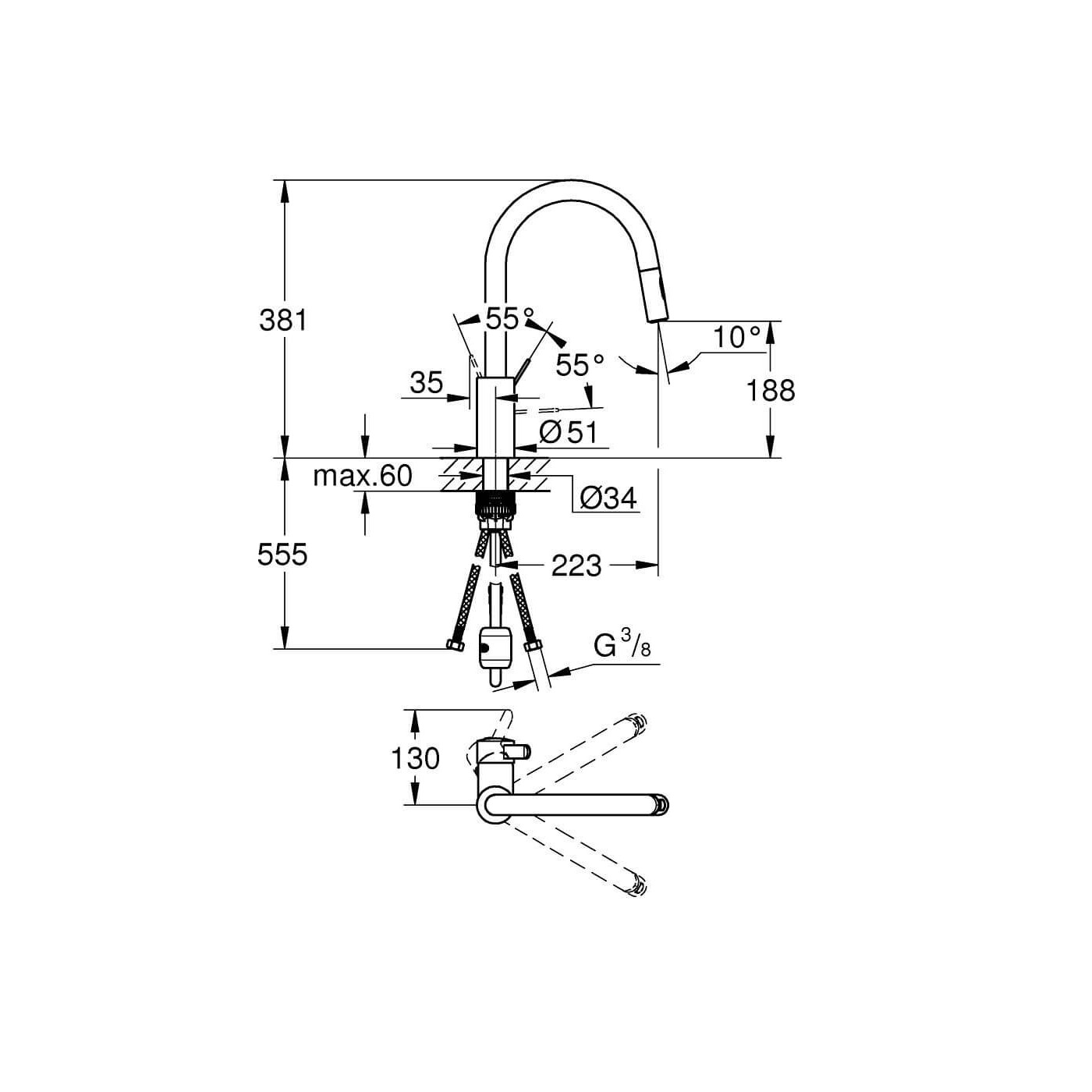 Bateria Kuchenna Eurosmart Cosmopolitan 31481001 Grohe Bateria Kuchenna Eurosmart Cosmopolitan 31481001 Grohe