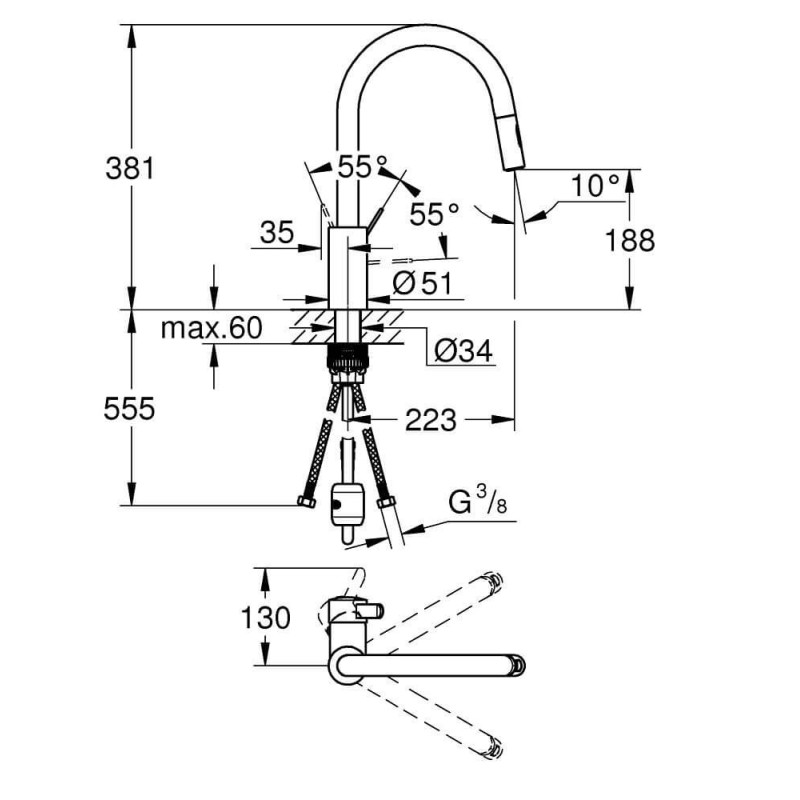 Bateria Kuchenna Eurosmart Cosmopolitan 31481001 Grohe Bateria Kuchenna Eurosmart Cosmopolitan 31481001 Grohe