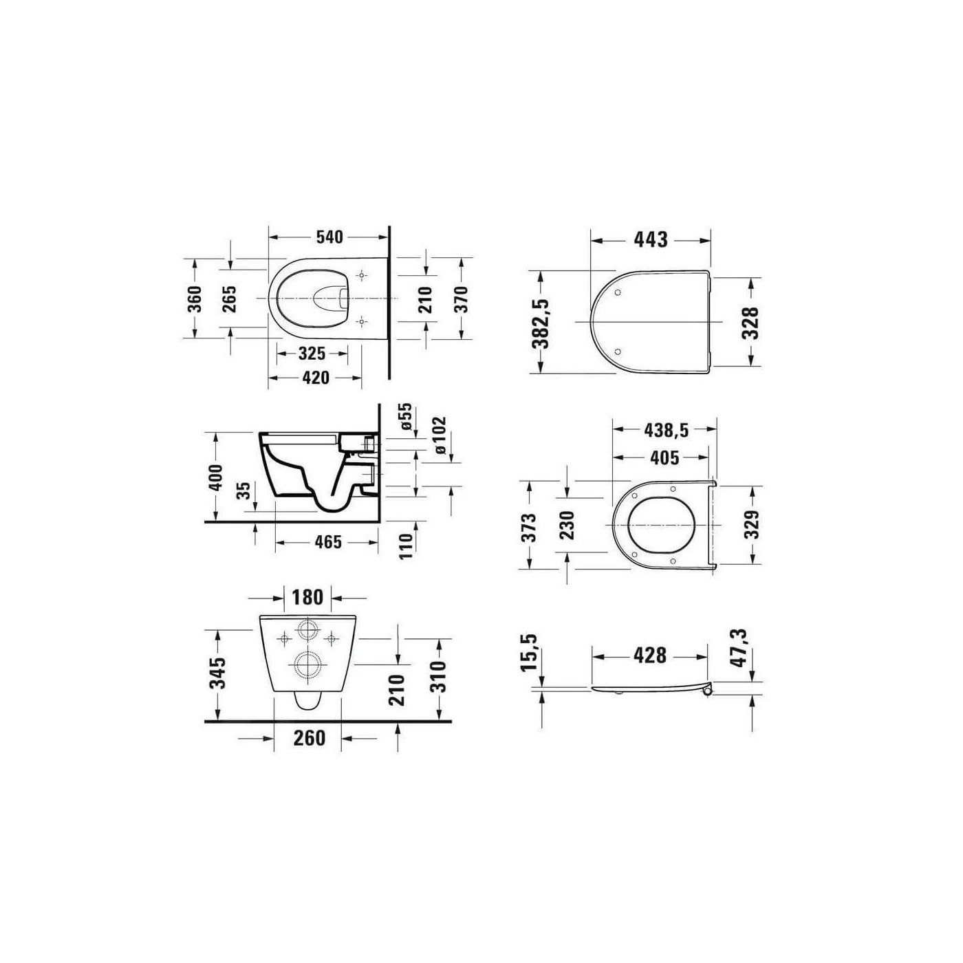 Miska WC Rimless Soleil By Starck 54x37 Z Deską Wolnoopadającą 45910920A1 Duravit Miska WC Rimless Soleil By Starck 54x37 Z Deską Wolnoopadającą 45910920A1 Duravit