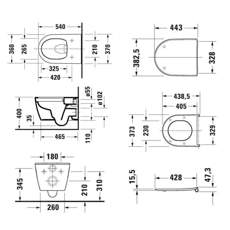 Miska WC Rimless Soleil By Starck 54x37 Z Deską Wolnoopadającą 45910920A1 Duravit Miska WC Rimless Soleil By Starck 54x37 Z Deską Wolnoopadającą 45910920A1 Duravit