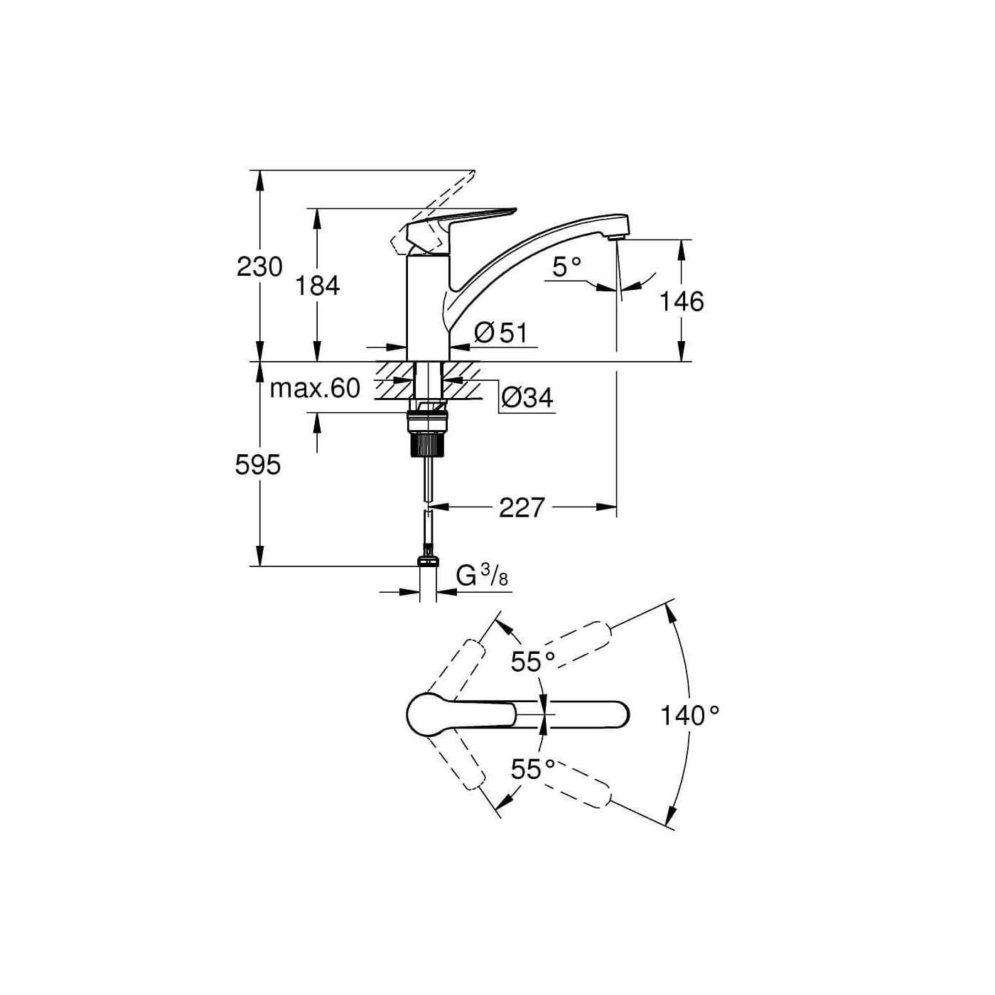 Jednouchwytowa Bateria Zlewozmywakowa Start Matte Black 324412432 Grohe Jednouchwytowa Bateria Zlewozmywakowa Start Matte Black 324412432 Grohe