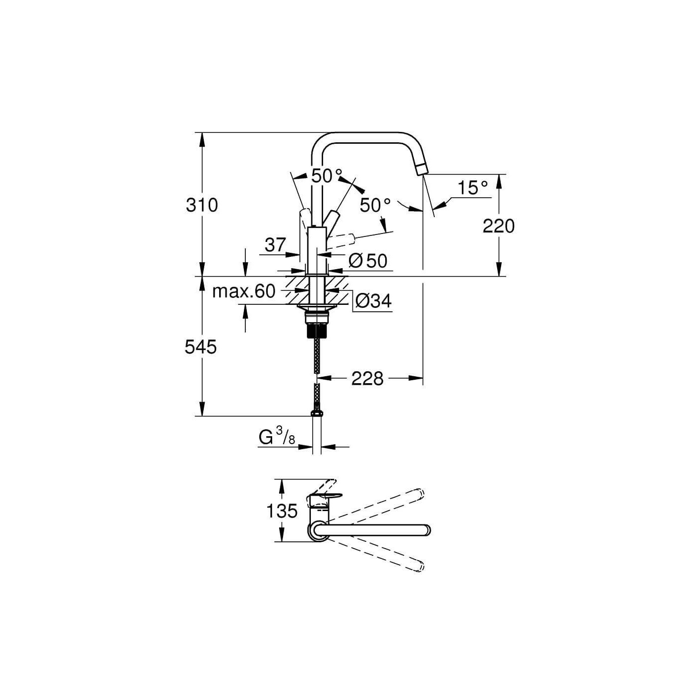 Jednouchwytowa Bateria Zlewozmywakowa Start Matte Black 304702430 Grohe Jednouchwytowa Bateria Zlewozmywakowa Start Matte Black 304702430 Grohe