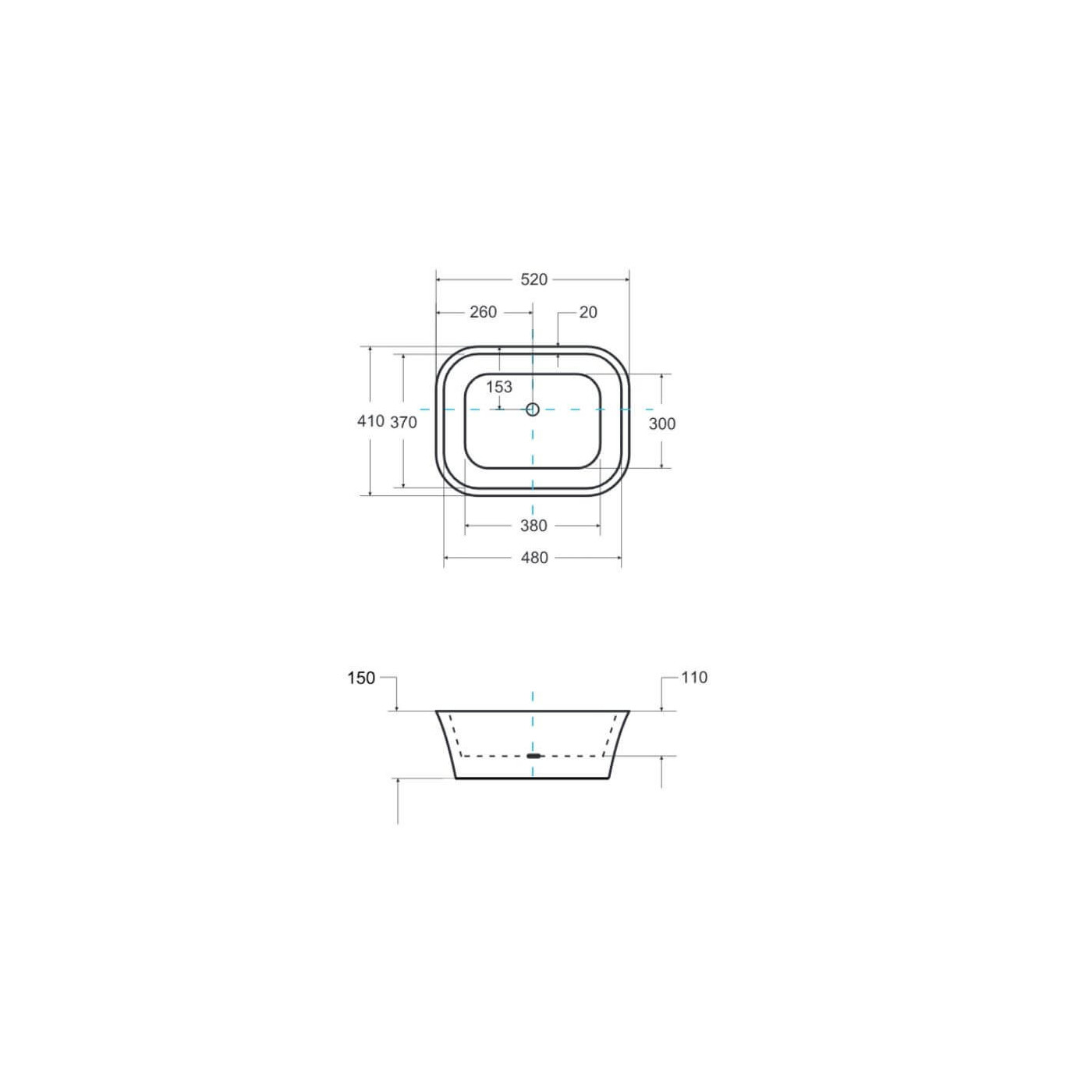 Umywalka Nablatowa Assos 40x50x15 UMD-A-NB Besco Umywalka Nablatowa Assos 40x50x15 UMD-A-NB Besco