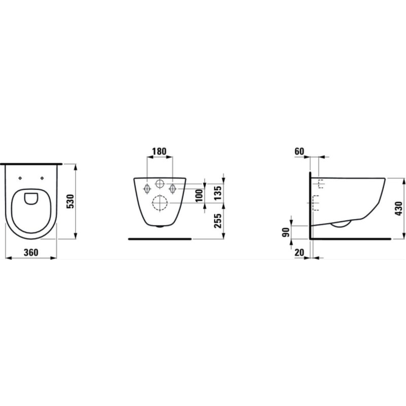 Miska WC Podwieszana Pro Rimless 360x530 H8209667160001 Laufen Miska WC Podwieszana Pro Rimless 360x530 H8209667160001 Laufen
