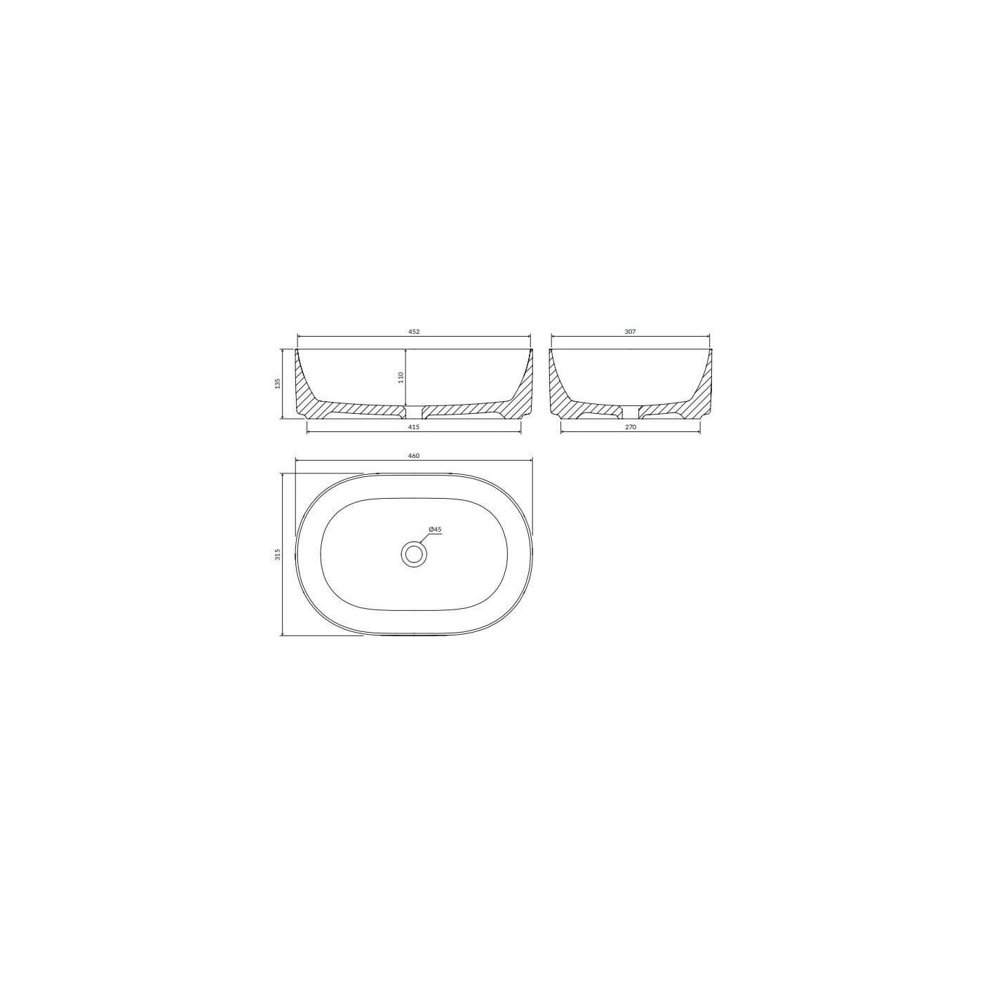 Umywalka Nablatowa Mesa Biały Połysk 46x31 cm MESA460BP Omnires Umywalka Nablatowa Mesa Biały Połysk 46x31 cm MESA460BP Omnires