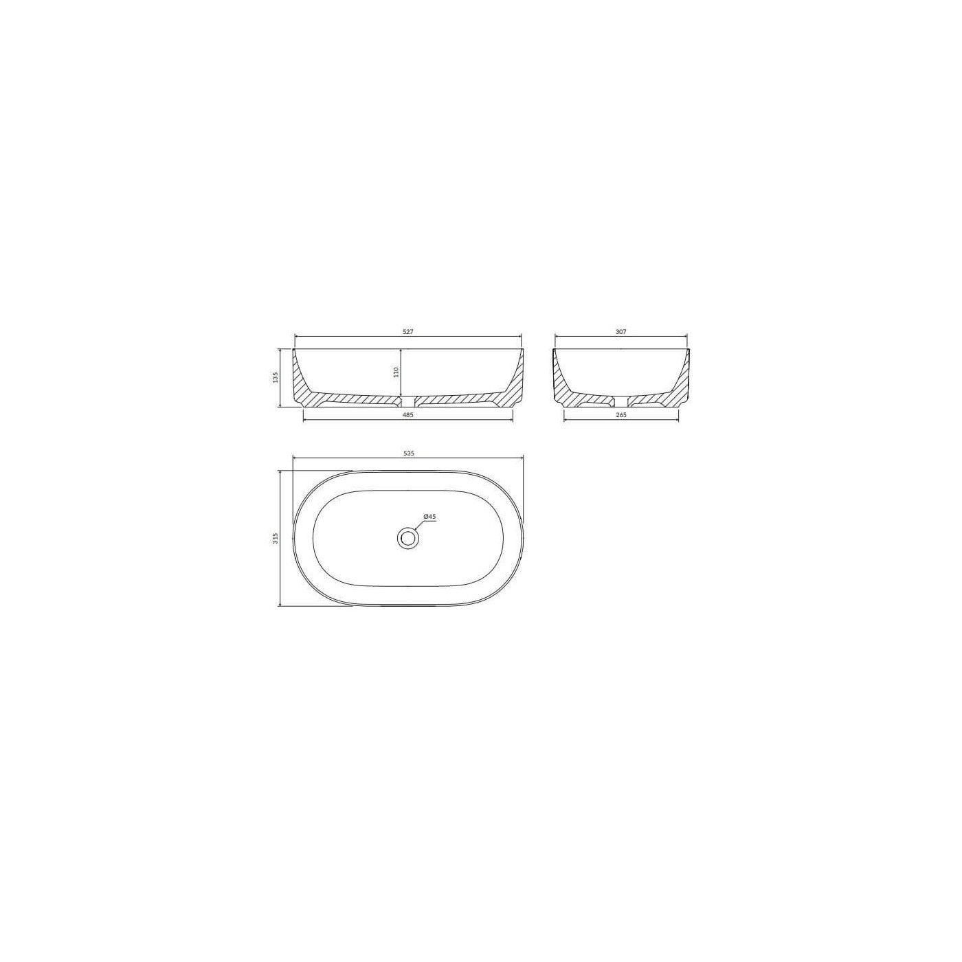 Umywalka Nablatowa Mesa Biały Połysk 53x31 cm MESA530BP Omnires Umywalka Nablatowa Mesa Biały Połysk 53x31 cm MESA530BP Omnires