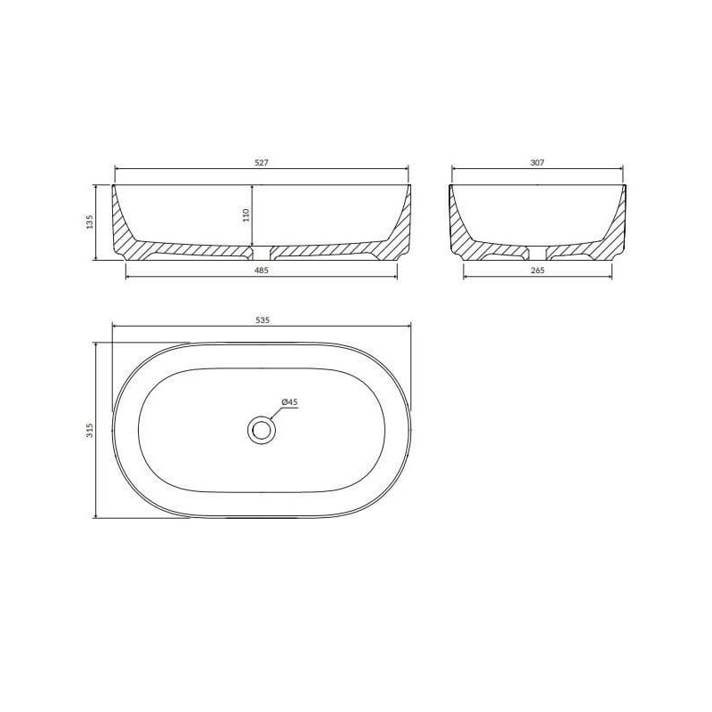 Umywalka Nablatowa Mesa Biały Połysk 53x31 cm MESA530BP Omnires Umywalka Nablatowa Mesa Biały Połysk 53x31 cm MESA530BP Omnires