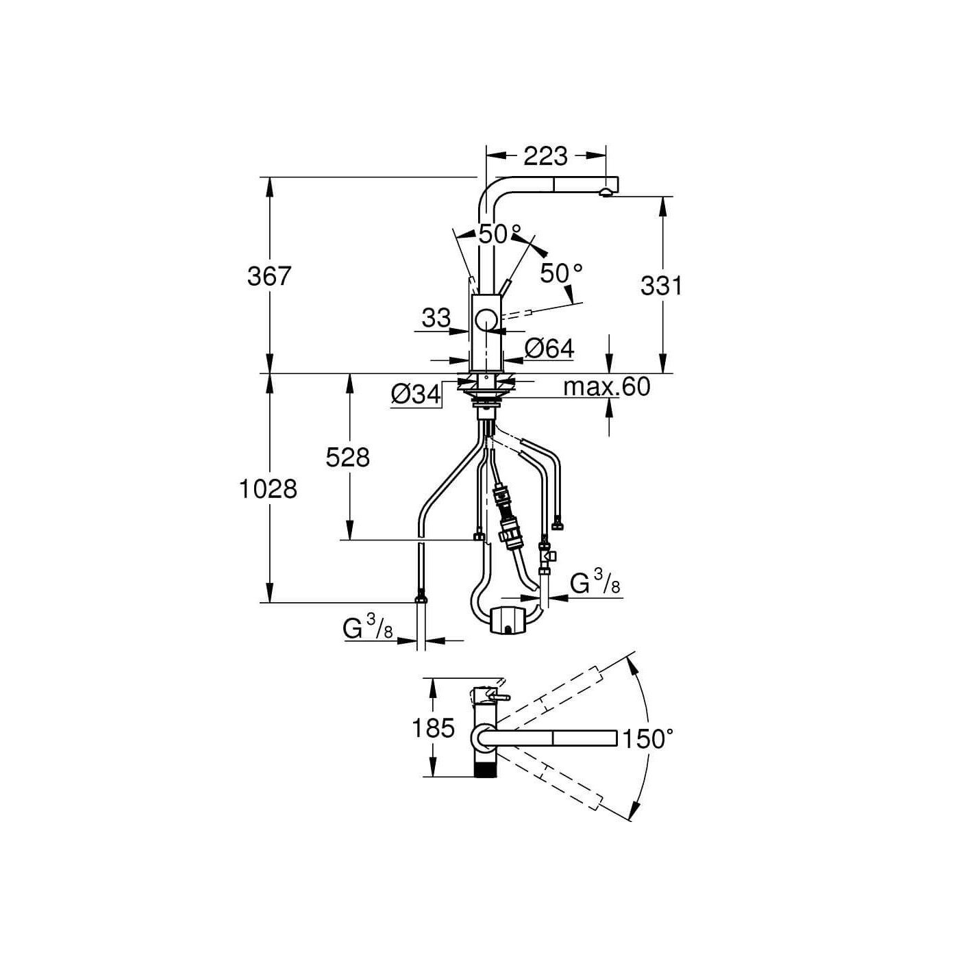 Bateria Filtrująca Z Wyciąganą Wylewką Blue Pure Minta 30590KF0 Grohe Bateria Filtrująca Z Wyciąganą Wylewką Blue Pure Minta 30590KF0 Grohe